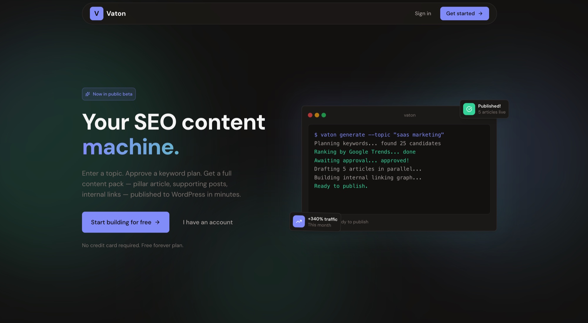 Preview of AI-powered SEO content platform for agencies